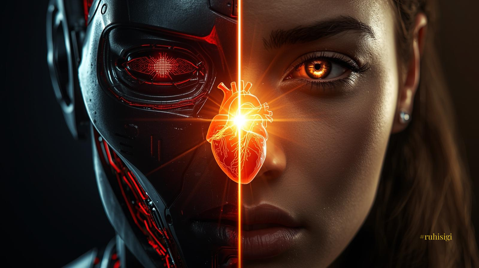 intelligent Gemini Zodiac Secrets: Concept art showing the contrast between robotized life and the human soul.
