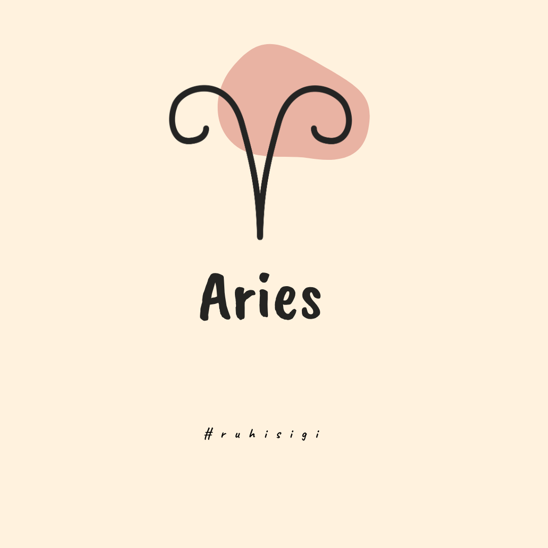 Aries symbol with text and background