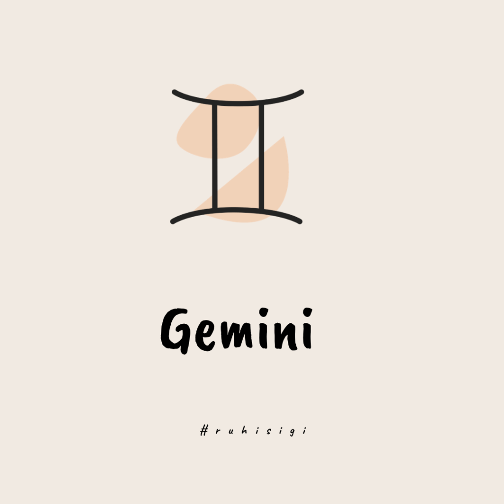 Gemini zodiac symbol and text