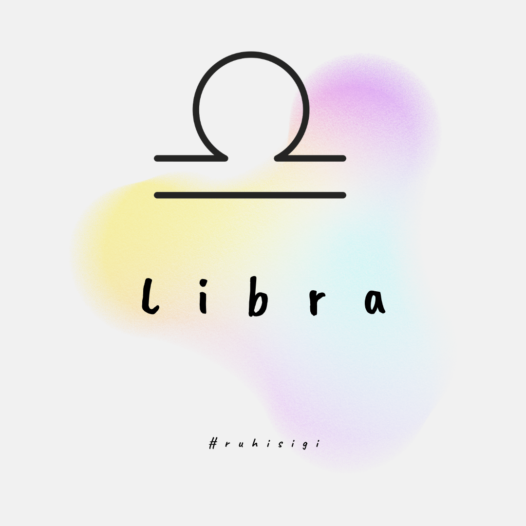 Libra zodiac symbol and text