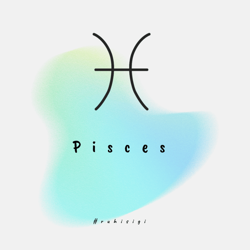 Pisces zodiac symbol and text