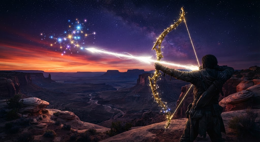 Archer shooting magical star energy