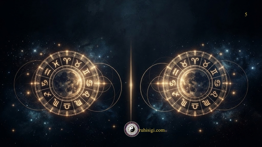 Astrological symbols on cosmic background